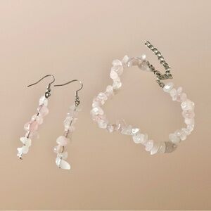 Natural Stone Handcrafted Jewelry Set Boho Bracelet Earrings